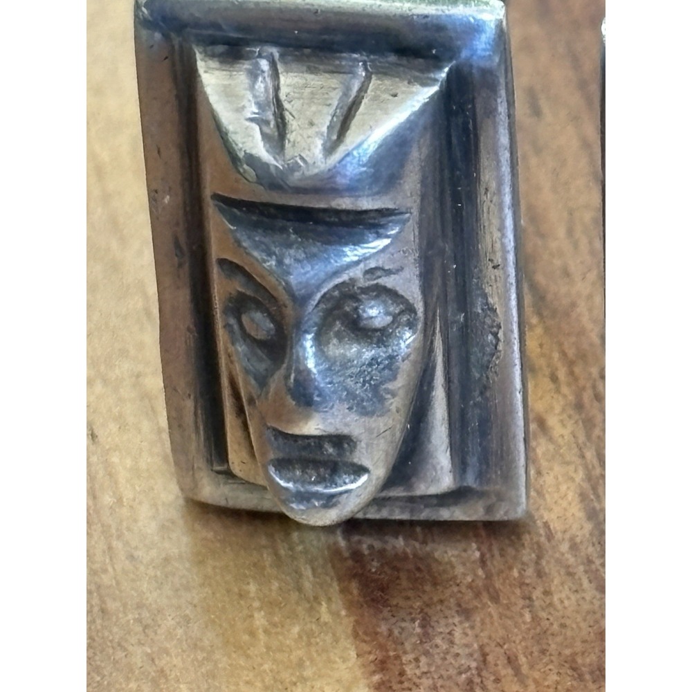 Vintage Sterling 925 Face Screwback Earrings Mexico 14.4 Grams - Picture 2 of 11